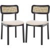 SAFAVIEH Home Collection Egon Coastal Black/Natural Dining Chair Set of 2(Black/White)