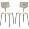 SAFAVIEH Home Collection Jo Grey/Cream Upholstered Stackable Dining Chair Set of 2(Grey/Cream)