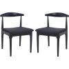 SAFAVIEH Home Collection Lionel Retro Walnut Brown/White Cushion Dining Chair Set of 2 (Fully Assembled)(Black)