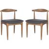 SAFAVIEH Home Collection Lionel Retro Walnut Brown/White Cushion Dining Chair Set of 2 (Fully Assembled)(Walnut/Dark Grey)