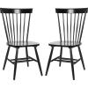 SAFAVIEH Home Collection Parker Farmhouse Raspberry Windsor Spindle Solid Wood Dining Chair Set of 2(Black)