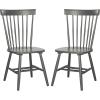 SAFAVIEH Home Collection Parker Farmhouse Raspberry Windsor Spindle Solid Wood Dining Chair Set of 2(Charcoal Grey)