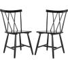SAFAVIEH Home Collection Tayten Black Solid Wood Windsor Spindle Back Dining Chair Set of 2(Black)