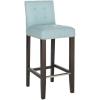SAFAVIEH Home Collection Thompson Clay Faux Leather/ Espresso 30-inch Nailhead Trim Tufted Kitchen Breakfast Nook Dining Pub Bar Stool(Sky Blue)