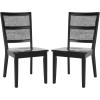 SAFAVIEH Home Collection Toril Coastal Black/White/Natural Dining Chair Set of 2(Black)
