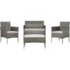 SAFAVIEH Outdoor Collection Abdul Natural/White Cushion 4-Piece Conversation Patio Set PAT7504D(Grey/Grey)