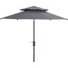 SAFAVIEH Outdoor Collection Athens Baby Blue/White 9 Ft Double Top Crank UV Protected Umbrella(Navy/White)