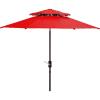SAFAVIEH Outdoor Collection Athens Baby Blue/White 9 Ft Double Top Crank UV Protected Umbrella(Red)