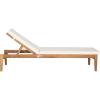 SAFAVIEH Outdoor Collection Azusa Ash Grey Solid Wood/Beige Cushion Adjustable Chaise Lounge Chair (PAT6729B)(Natural / Beige)