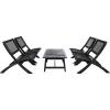 SAFAVIEH Outdoor Collection Blaze Coastal Natural Acacia Wood/Light Brown 5-Piece Coffee Set(Black/Black)