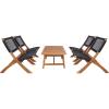 SAFAVIEH Outdoor Collection Blaze Coastal Natural Acacia Wood/Light Brown 5-Piece Coffee Set(Natural/Black)