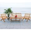 SAFAVIEH Outdoor Collection Blaze Coastal Natural Acacia Wood/Light Brown 5-Piece Coffee Set(Natural/Natural)
