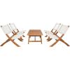 SAFAVIEH Outdoor Collection Blaze Coastal Natural Acacia Wood/Light Brown 5-Piece Coffee Set(Natural/White)
