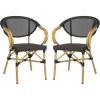 SAFAVIEH Outdoor Collection Burke Black Stacking Arm Chair