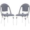 SAFAVIEH Outdoor Collection California Bistro Navy Side Chair Set of 2 (Fully Assembled)(Navy/White /White)
