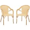 SAFAVIEH Outdoor Collection California Bistro Navy/White 36-inch Seat Height Armchair Set of 2 (Fully Assembled)(Natural)