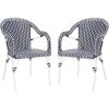 SAFAVIEH Outdoor Collection California Bistro Navy/White 36-inch Seat Height Armchair Set of 2 (Fully Assembled)(Navy/Navy)