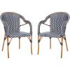 SAFAVIEH Outdoor Collection California Bistro Navy/White 36-inch Seat Height Armchair Set of 2 (Fully Assembled)(Navy/White)