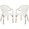 SAFAVIEH Outdoor Collection California Bistro Navy/White 36-inch Seat Height Armchair Set of 2 (Fully Assembled)(White)