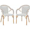 SAFAVIEH Outdoor Collection California Bistro Navy/White 36-inch Seat Height Armchair Set of 2 (Fully Assembled)(White/Navy)