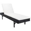 SAFAVIEH Outdoor Collection Cam Grey Brown Wicker/White Cushion Adjustable Chaise Lounge Chair, Black/Beige (PAT7501C)(Black / Beige)