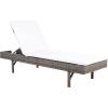 SAFAVIEH Outdoor Collection Cam Grey Brown Wicker/White Cushion Adjustable Chaise Lounge Chair, Black/Beige (PAT7501C)(Grey Brown / White)