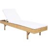 SAFAVIEH Outdoor Collection Cam Grey Brown Wicker/White Cushion Adjustable Chaise Lounge Chair, Black/Beige (PAT7501C)(Natural / White)