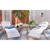 SAFAVIEH Outdoor Collection Carew Natural/White Cushion 3-Piece Chaise Lounge Chair Set with Table (PAT7720D)(Natural)