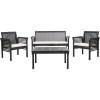 SAFAVIEH Outdoor Collection Carson Grey Wash/ Beige Cushions 4-Piece Conversation Patio Set(Black / Beige)