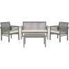 SAFAVIEH Outdoor Collection Carson Grey Wash/ Beige Cushions 4-Piece Conversation Patio Set(Grey / Beige)