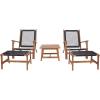 SAFAVIEH Outdoor Collection Chantelle Acacia Wood Woven Rattan 5-Piece Patio Set PAT7076B, Grey/Grey(Natural/Black)