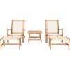 SAFAVIEH Outdoor Collection Chantelle Acacia Wood Woven Rattan 5-Piece Patio Set PAT7076B, Grey/Grey(Natural/Natural)