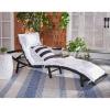 SAFAVIEH Outdoor Collection Colley Natural Wicker/White Cushion Adjustable Recliner Chaise Lounge Chair (PAT7722D)(Black)