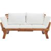 SAFAVIEH Outdoor Collection Emely Natural Acacia Wood/Grey Expandable Loveseat Daybed(Natural/Beige)