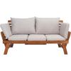 SAFAVIEH Outdoor Collection Emely Natural Acacia Wood/Grey Expandable Loveseat Daybed(Natural/Light Grey)
