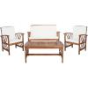SAFAVIEH Outdoor Collection Fontana Natural/Aqua Cushion 4-Piece Conversation Patio Set(Natural/Beige)