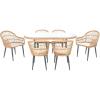 SAFAVIEH Outdoor Collection Genser Natural Rattan/Beige Cushion 7-Piece Patio Backyard Dining Set