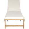 SAFAVIEH Outdoor Collection Inglewood Natural Solid Wood/Navy Cushion Adjustable Chaise Lounge Chair (PAT6723B)(Natural / Beige)