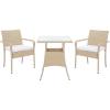 SAFAVIEH Outdoor Collection Laban Natural/White Cushion 3-Piece Bistro Set PAT7718D(Beige/White)