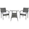 SAFAVIEH Outdoor Collection Laban Natural/White Cushion 3-Piece Bistro Set PAT7718D(Grey Brown/White)