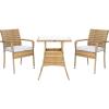 SAFAVIEH Outdoor Collection Laban Natural/White Cushion 3-Piece Bistro Set PAT7718D(Natural/White)