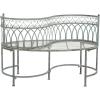 SAFAVIEH Outdoor Collection Lara Victorian Rustic Brown Iron Kissing Bench(Antique Dark Green)