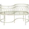 SAFAVIEH Outdoor Collection Lara Victorian Rustic Brown Iron Kissing Bench(Antique White)