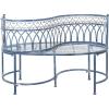 SAFAVIEH Outdoor Collection Lara Victorian Rustic Brown Iron Kissing Bench(Mossy Blue)