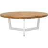SAFAVIEH Outdoor Collection Leo Natural/Black Solid Wood Round Coffee Table(Natural/White)