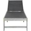 SAFAVIEH Outdoor Collection Manteca Brown Solid Wood/White Texline Fabric Adjustable Chaise Lounge Chair (PAT6708A)(Ash Grey / Black)