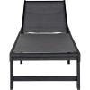 SAFAVIEH Outdoor Collection Manteca Brown Solid Wood/White Texline Fabric Adjustable Chaise Lounge Chair (PAT6708A)(Dark Slate Gray / Black)