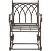 SAFAVIEH Outdoor Collection Medrano Victorian Rustic Brown Wrought Iron Rocking Chair(Rustic Brown)