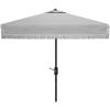 SAFAVIEH Outdoor Collection Milan Yellow Fringe Square Crank Auto Tilt Umbrella for Backyard, Patio, Deck, Poolside(Gray)