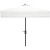 SAFAVIEH Outdoor Collection Milan Yellow Fringe Square Crank Auto Tilt Umbrella for Backyard, Patio, Deck, Poolside(Ivory)